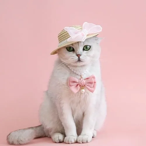 Miniatura 2 de Paquete de 3 collares de perlas para perro, joyas de perlas elegantes con lazos grandes, lindo collar de boda, accesorios de disfraz para perros