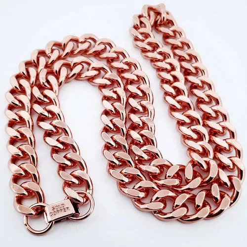Miniatura 3 de 1 collar de eslabones cubanos de cobre puro cadena de joyería de 24 pulgadas unisex