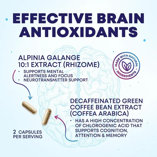 Miniatura 6 de Píldoras de suplemento de memoria cerebral, nootrópicos de fuerza 3X para concentración, claridad y apoyo de enfoque, salud cerebral, vitaminas