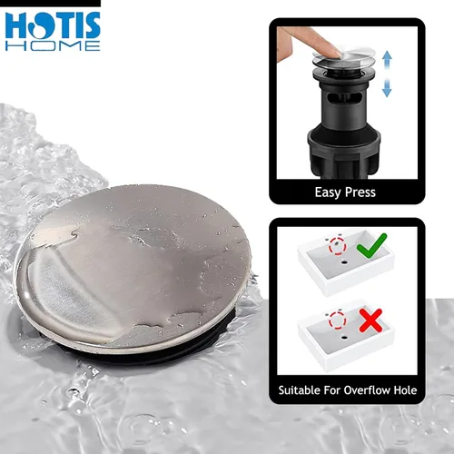 Miniatura 5 de Hotis HT-BF100 - Grifo de lavabo de níquel cepillado, grifo de baño alto de acero inoxidable con boquilla giratoria de 360°, grifos de baño de 1