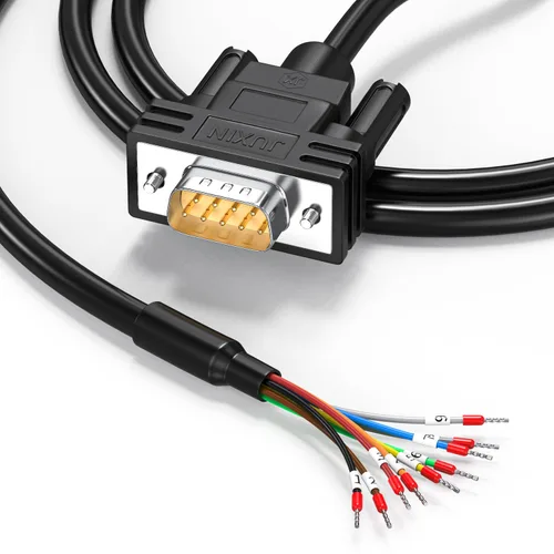 Miniatura 8 de Cable de extensión serie DB9 de 10 pies, DB9 hembra a cable desnudo con marcador de cable 26AWG, los 9 cables de núcleo equipados con tubos