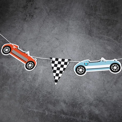 Miniatura 7 de Cartel de cumpleaños con temática de auto de carreras retro, decoración de fiesta de coche de carreras, decoración rápida de una fiesta para niños