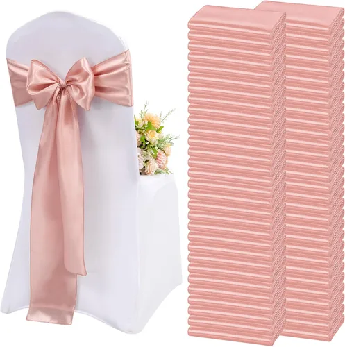 Miniatura 15 de 60 bandas de satén para silla, color burdeos, para fiestas, hoteles, bodas, recepciones, restaurantes y decoración de eventos (7 x 108 pulgadas)