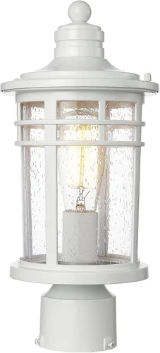 Miniatura 10 de Darkaway Luz de poste al aire libre, lámpara de poste de luz, carcasa de aluminio impermeable con vidrio ondulado ámbar para entrada de camino