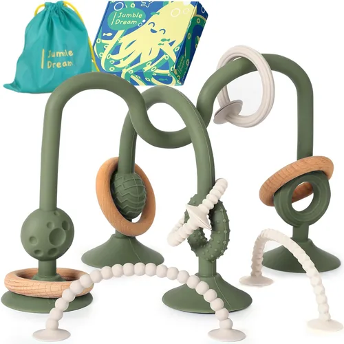 Miniatura 9 de Jumble Jangle Juguetes de Dentición para Bebés – Libres de BPA, Juguetes Multiusos para Silla Alta para Bebés: Alivio de Dentición por Succión