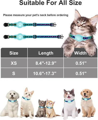 Miniatura 6 de Collar reflectante Airtag para gato, collar de Airtag para gato con hebilla de escape, collar de gato ligero con soporte luminoso para Apple AirTag