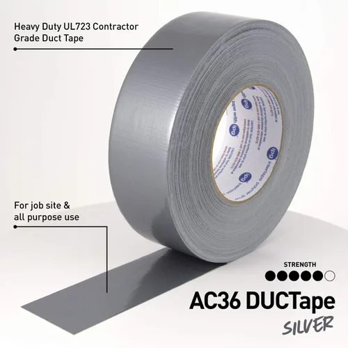 Miniatura 2 de IPG Heavy Duty AC36 DUCTape 1.88" x 60 yardas, plata (rollo individual)