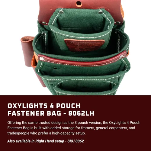 Miniatura 2 de Occidental Leather OxyLights - Bolsa portaherramientas de 4 compartimentos, especial para zurdos - 10 bolsillos y soportes para herramientas