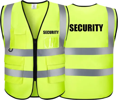 Miniatura 7 de Chaleco Reflectante Clase 2 de Seguridad ANSI con Bolsillos y Cremallera de Alta Visibilidad Uniforme de Construcción K-azul