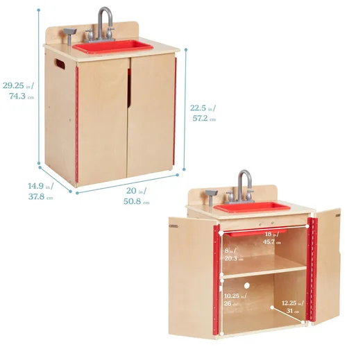 Miniatura 2 de ECR4Kids Fregadero de Cocina de Juguete, Juego de Madera, Natural
