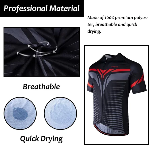 Miniatura 2 de Lohca Maillot de ciclismo de manga corta para hombre con 4 bolsillos