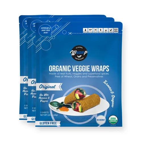 Miniatura 6 de WrawP Mini envolturas orgánicas para verduras – PICANTE (paquete de 3) ESTABLES EN ESTANTE, todo natural, sin gluten, paleo, vegano crudo. Perfecto