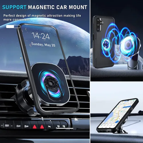 Miniatura 7 de Janmitta Funda compatible con Samsung Galaxy A14 5G con protector de pantalla + protector de lente de cámara, funda resistente de servicio pesado