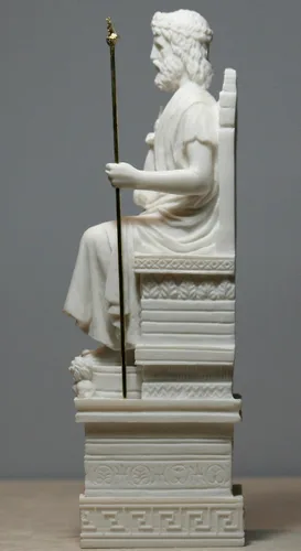 Miniatura 3 de Estatua de alabastro griego de Zeus Júpiter del rey de los dioses, decoración de 10.6 pulgadas