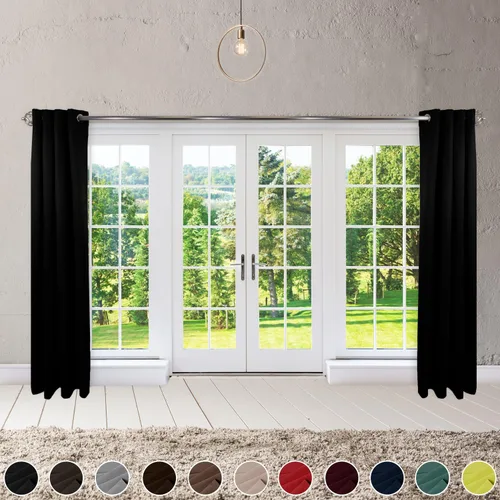 Miniatura 6 de Rod Desyne Cortina opaca con aislamiento térmico para ventana con ojales de metal, 96 x 96 pulgadas, color negro, 1 panel