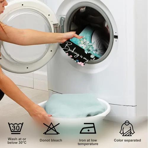 Miniatura 6 de ANNA QUEEN Delantal con 2 bolsillos impermeable para mujeres y hombres, estampado floral ajustable para cocina, hornear, barbacoa