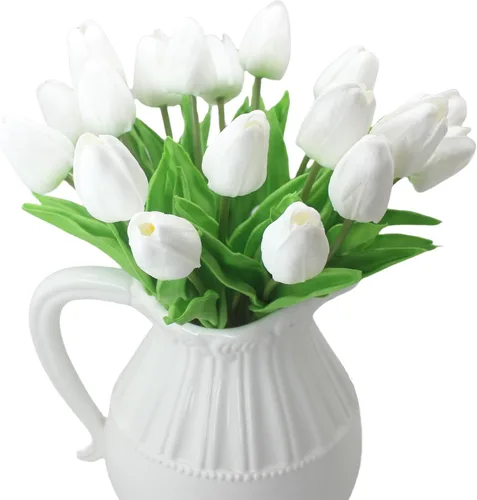 Tulipanes artificiales, 10 cabezas, mini flores artificiales de tacto real, tulipán falso para decoración del hogar, boda, fiesta, ramo de flores