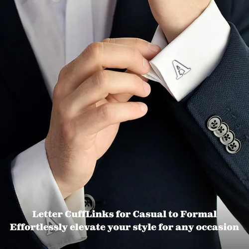 Miniatura 3 de LOLIAS 3 pares de gemelos para hombre, gemelos personalizados con inicial para hombre, estilo casual a formal, con caja de regalo, juego de gemelos