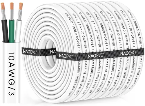 Miniatura 21 de NAOEVO Cable marino de calibre 14, cable eléctrico marino triplex 14/3, resistente al agua/aislado de PVC/cobre estañado sin oxígeno, cable de 14
