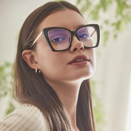 Miniatura 4 de DIFF Gafas Becky IV Designer Cat Eye Computer - Gafas de bloqueo de luz azul para mujer, color negro