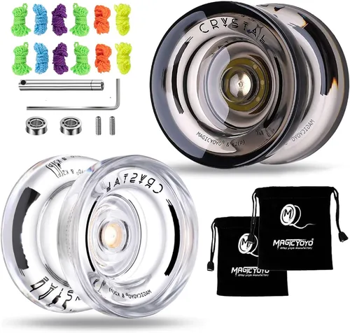 Miniatura 18 de MAGICYOYO K2 Yoyo Cristal Negro Profesional, Yoyo Sensible para Niños Principiantes con Rodamiento Extra No Sensible Yo Yo, Yoyo Pro de Plástico