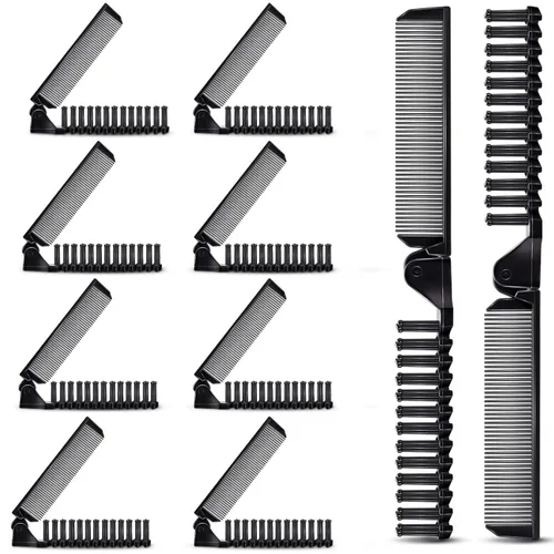 Peine plegable portátil de viaje, 10 piezas, combo compacto y plegable, tamaño de bolsillo, peine de doble cabeza para mujeres y hombres, refugio de