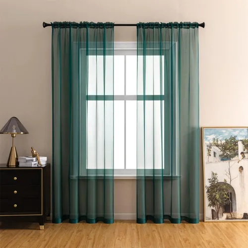 Miniatura 15 de GYROHOME Cortina de gasa transparente con bolsillo para barra, filtro de luz solar, protege la privacidad de poliéster transparente para sala