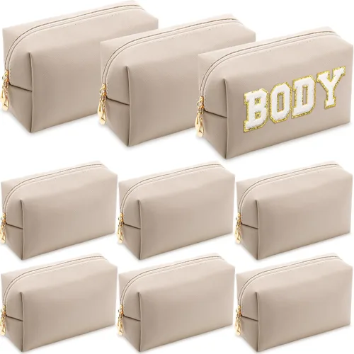 Sanwuta 9 bolsas de maquillaje a granel de poliuretano con doble cremallera, bolsa de cosméticos, artículos de tocador de maquillaje, bolsa pequeña,