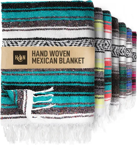 Miniatura 20 de Hydration Nation Auténtica manta mexicana extra grande (70 x 50 pulgadas), yoga tejida a mano, serape, falsa artesanal, playa, campamento, picnic