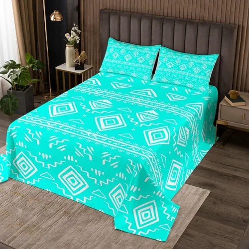 Miniatura 19 de Erosebridal Juego de edredón tribal bohemio azteca negro blanco étnico bohemio juego de colcha Queen Western Southwestern juego de ropa de cama