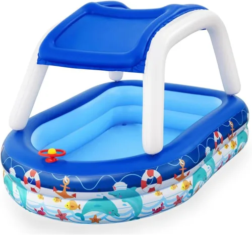 Bestway Piscina familiar | Piscina infantil Sea Capitán, inflado rápido, a partir de 3 años, 83.9 in x 61.0 in de ancho x 52.0 in de alto
