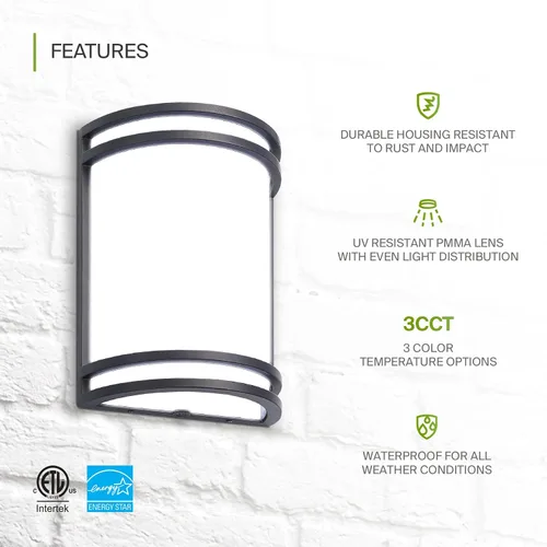 Miniatura 3 de ASD Lámpara LED de montaje en pared para exteriores e interiores de 10 pulgadas con sensor de movimiento, iluminación de pared de níquel cepillado
