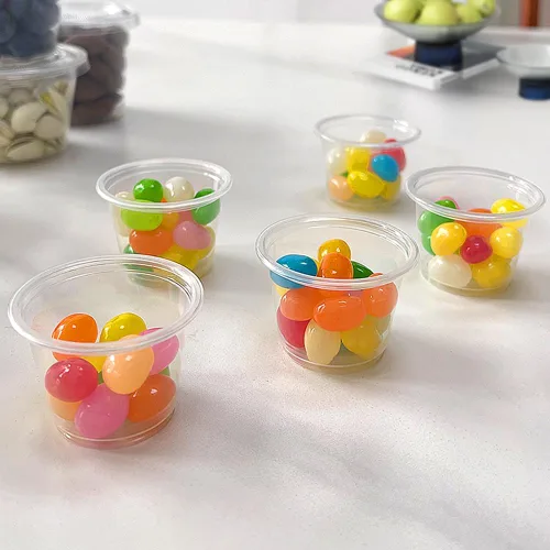 Miniatura 6 de 240 tazas pequeñas de plástico transparente para condimentos con tapas, recipientes de porciones de 1 oz, ideales para condimentos, aderezos