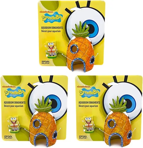 Miniatura 13 de Penn-Plax Spongebob Squarepants Casa de la Isla de Pascua de Squidward - Adorno de acuario con licencia oficial - Mediano (SBR11)