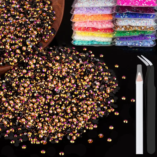 Miniatura 16 de 5000 piezas de diamantes de imitación de resina de 0.118 pulgadas a granel, color verde oscuro AB con parte trasera plana, diamantes de imitación