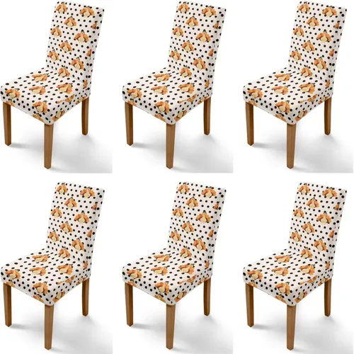 Miniatura 91 de Rnyleeg Thanksgiving Chair Covers for Living Room No Arms Turkey Pumpkin Stretch Dining Chair Covers Set of 6 Soft Washable Kitchen Chair Protector