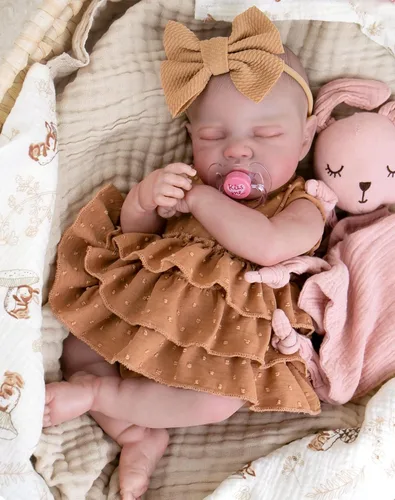 Aori - Muñecas bebés Reborn realistas - Muñeca recién nacida durmiente de 20 pulgadas, niña realista con set de alimentación y atuendo - Cuerpo con