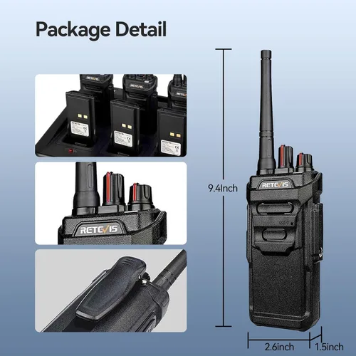Miniatura 13 de Retevis RT48 Walkie Talkies impermeables con auricular, radio profesional y empresarial de 2 vías, radio bidireccional resistente, cargador de seis