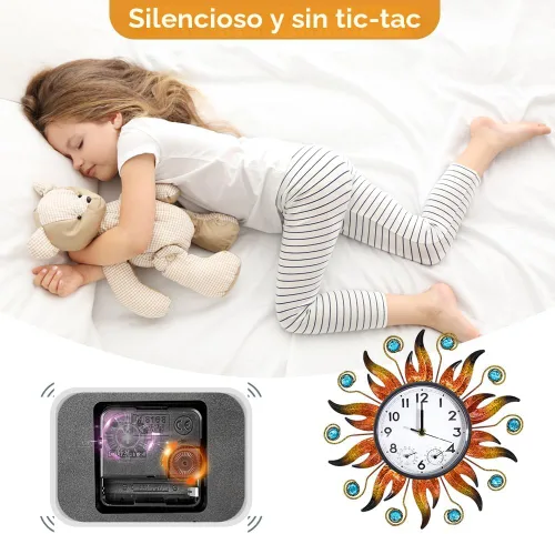 Miniatura 4 de Reloj de Exterior con Termómetro e Higrómetro Combo, Reloj de Pared Exterior Silencioso Sin Tictac, Reloj de Cuarzo Impermeable para Patio, Sala