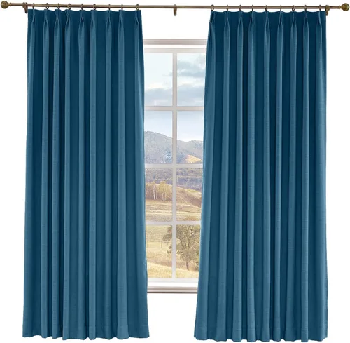 Miniatura 20 de Macochico Cortinas opacas de lino sintético de 52 pulgadas de ancho x 63 pulgadas de largo, panel de cortinas plisadas para dormitorio, aulas