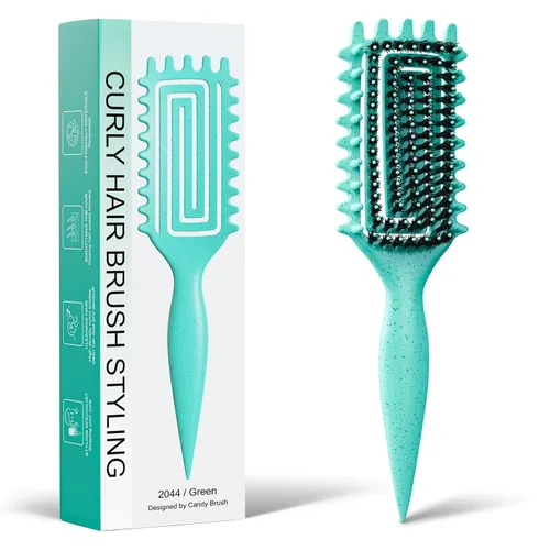 Miniatura 18 de Cepillo para definir rizos para cabello grueso y en bucles, cepillo de cerdas firmes TPEE para desenredar rizos gruesos 4A–4C, cepillo de dientes
