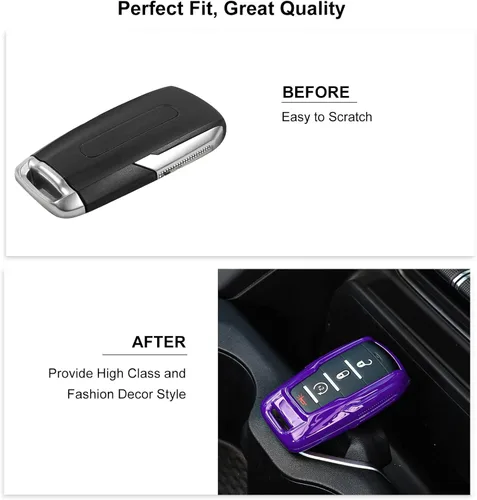 Miniatura 5 de RT-TCZ Funda para Llavero Estuche Cubierta Bolsa Porta Llaves Carcasa de Protección Accesorios para Dodge RAM 2018-2022, Morado