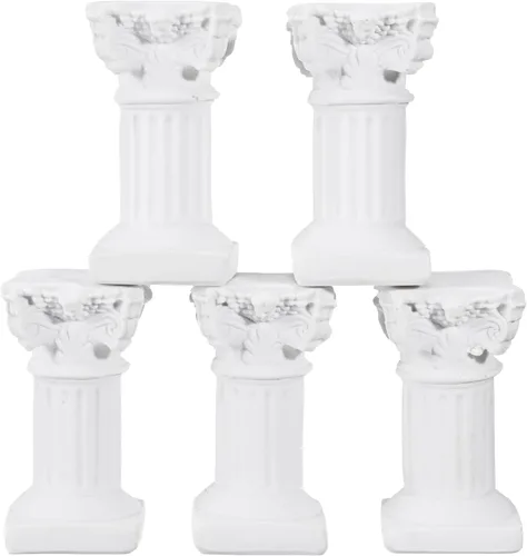 Holibanna Estatuas de pilar romanas 5 piezas de resina mini pedestal griega para decoración del hogar, jardín, boda, fotografía, accesorios de 2.55