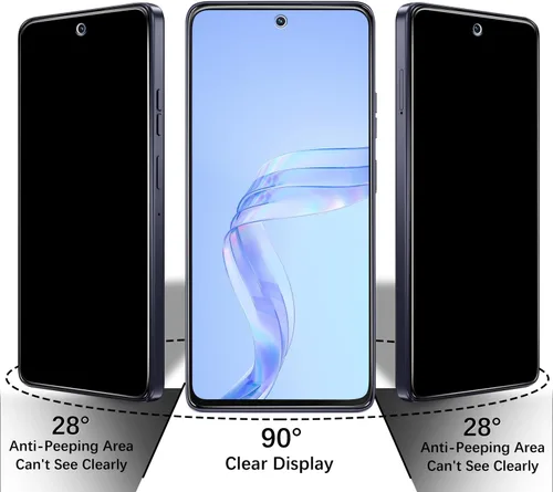 Miniatura 3 de Pokolan Paquete de 3 protectores de pantalla de privacidad para Motorola Moto G Power 5G 2025, película de vidrio templado privado anti espía