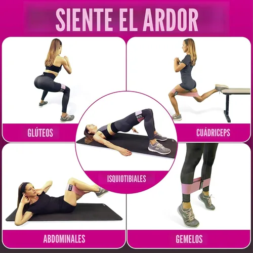 Miniatura 6 de Bandas de resistencia para entrenar con guía de bandas de entrenamiento. 4 bandas de entrenamiento para mujeres y hombres, bandas elásticas de tela
