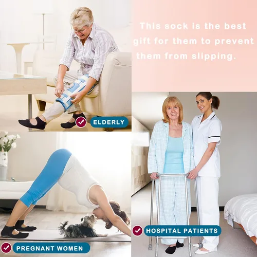 Miniatura 7 de Cooque - Calcetines de yoga antideslizantes para pilates con puños para mujer