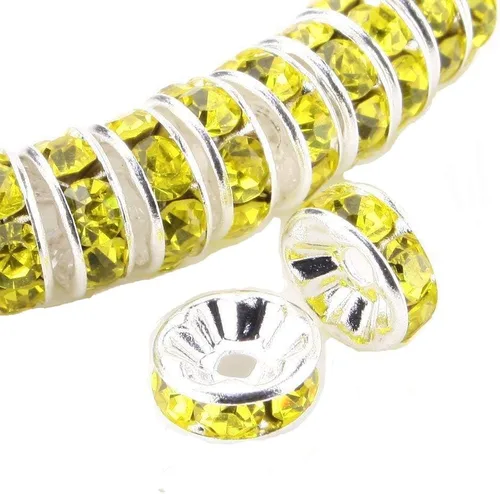 Miniatura 42 de RUBYCA - 100 unidades de espaciadores redondos y ondulados de cristal checo de alta calidad en tono plateado, Cristal, 10mm