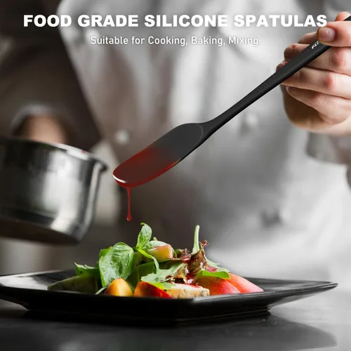 Miniatura 6 de NileHome Juego de espátulas de silicona, 5 utensilios de cocina de grado alimenticio con cepillo de silicona, resistente al calor hasta 600 °F