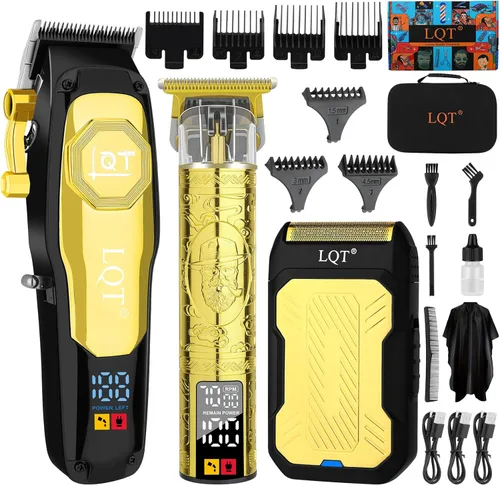 Cortadora de pelo profesional inalámbrica para hombres, juego de cortapelos recargable y recortadora de barba con hoja en T, palanca ajustable,