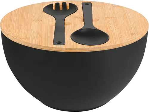 Miniatura 10 de LOVYANXUE Ensaladera con Tapa, Ensaladera de Fibra de Bambú Extra Grande de 30 cm con Juego de Servidores para Cocina, Ensaladera y Cuenco de Mezcla